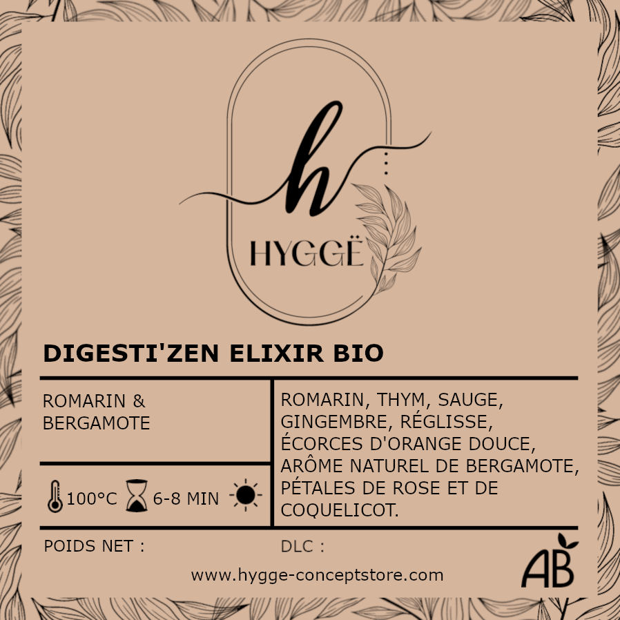 Photo de l’infusion Digesti’Zen Élixir Bio – Infusion digestive et apaisante.