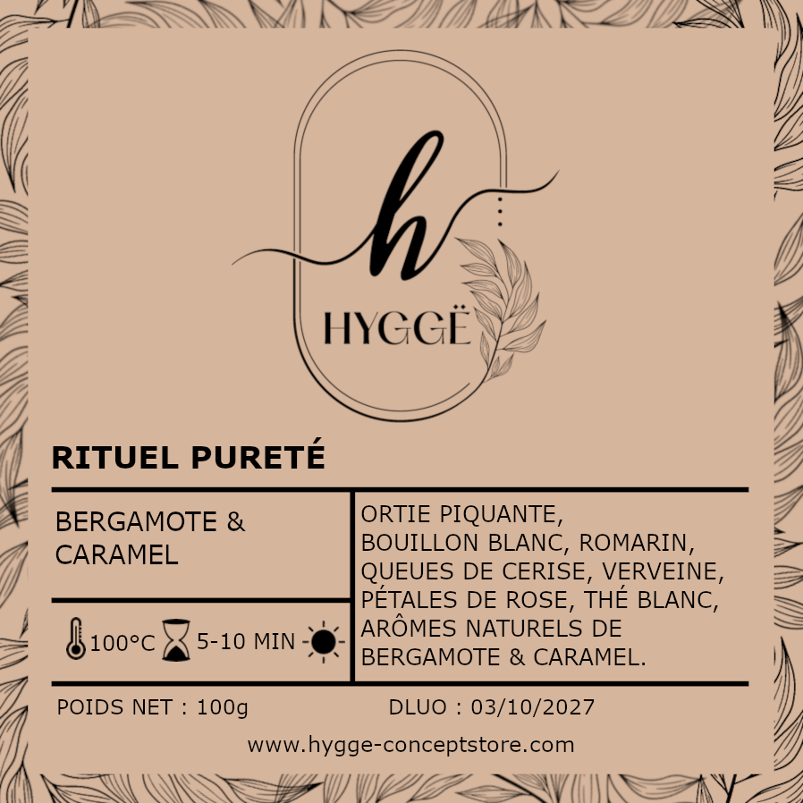 Infusion Rituel PuretĂ© â bergamote & caramel â infusion dĂ©tox douce et antioxydante Hygge Concept Store