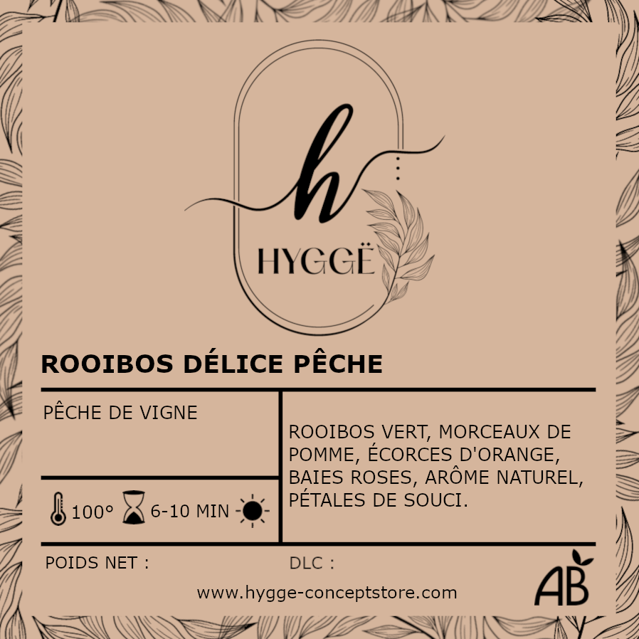 Photo du rooibos Délice Pêche BIO – Infusion gourmande à la pêche de vigne et rooibos vert.