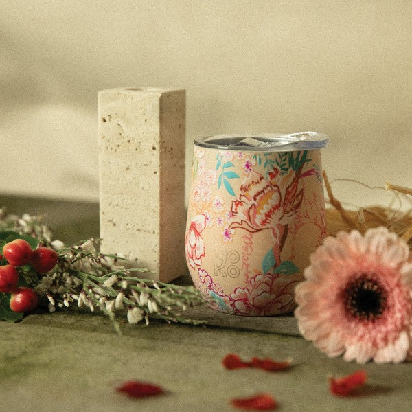 mug isotherme fleuri bali – accessoire thé café