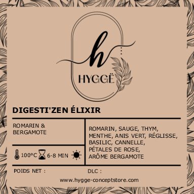 Photo de l’infusion Digesti’Zen Élixir – Infusion digestive et apaisante.