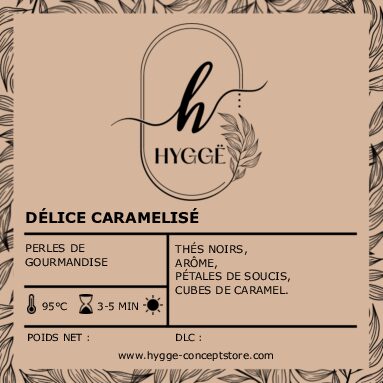 Photo du thé Délice Caramélisé – Thé noir aux notes de caramel et beurre salé, infusion gourmande et réconfortante.