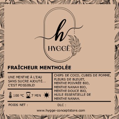 Photo de l’infusion Fraîcheur Mentholée – Menthe poivrée, coco, pomme et fleurs de bleuet