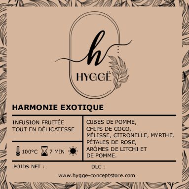 Visuel de l’infusion Harmonie Exotique – cubes de pomme, coco, pétales de rose & citronnelle