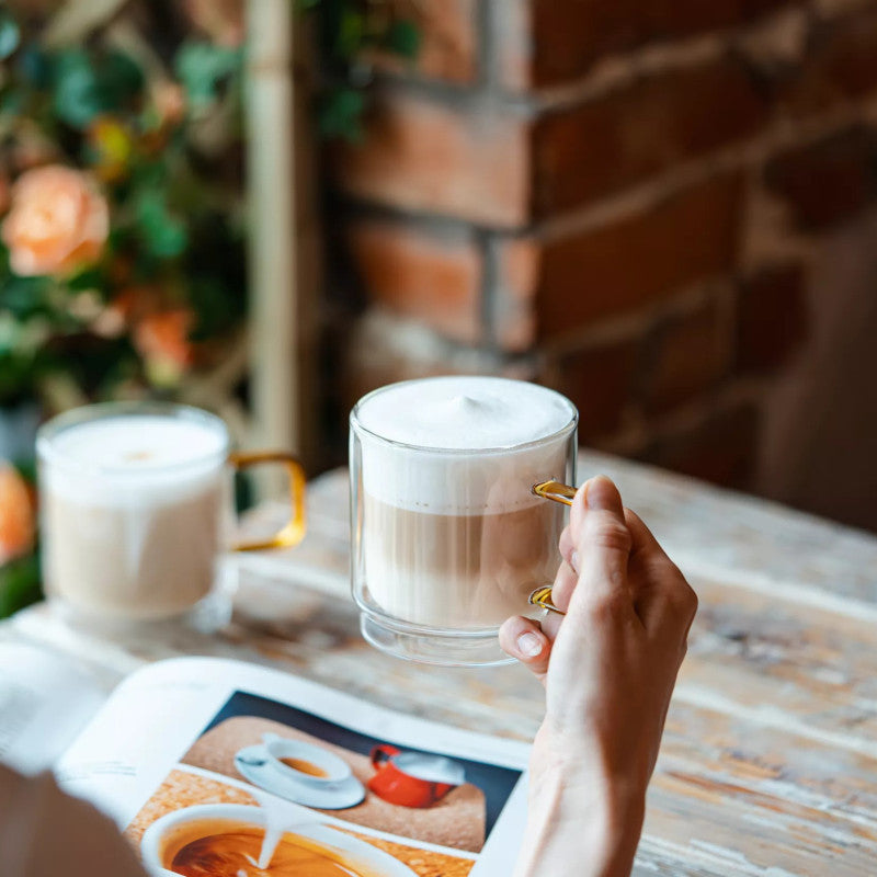 Tasse en Verre Double Paroi 320 ml – Vialli Design “AMBRE” | Élégance & Confort