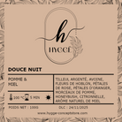 Photo de l’étiquette infusion Douce Nuit – Pomme & Miel, tisane sommeil naturelle.