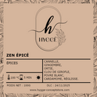 Photo de l’étiquette infusion Zen Épicé – Cannelle & Gingembre, tisane réconfortante naturelle.