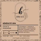 Fiche de l’infusion Sérinité Zen – Chocolat & Orange, tisane anti-stress naturelle.