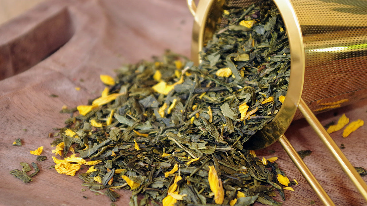 Photo du thé Velours de Pêche – Thé vert aux notes de pêche, infusion douce et gourmande.