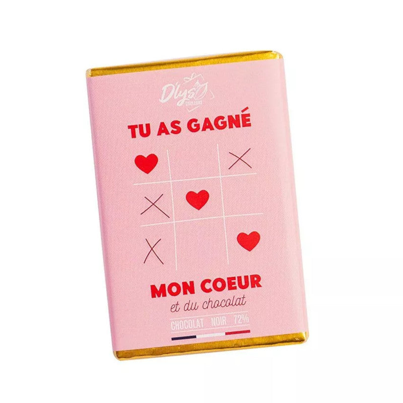 mini tablette chocolat noir 72% tu as gagné mon coeur D'LYS COULEURS hygge concept store